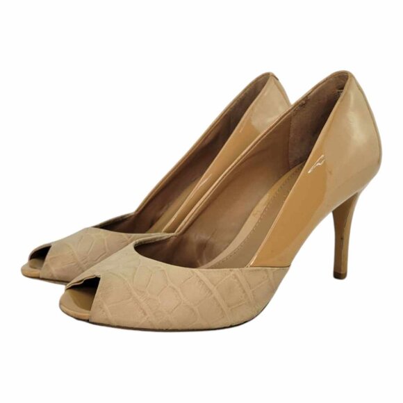 LAUREN Ralph Lauren Rona Peep-Toe Pumps Women's Sz 6B - Nude - Picture 5 of 10